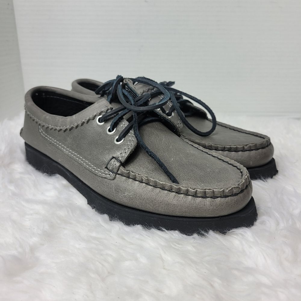 Quoddy Maliseet Bluchers Mens Size 7 D Oxford Gray Leather Boat Shoes New